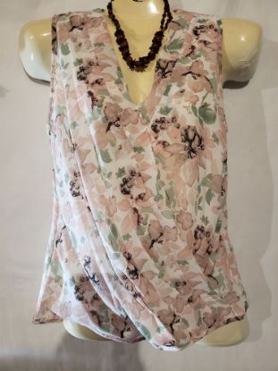 Picture of Flowery Pink and Cream Shein Blouse Size M