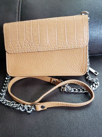 Picture of Small Brown Cross Body bag- genuine Leather-Made in Itlay