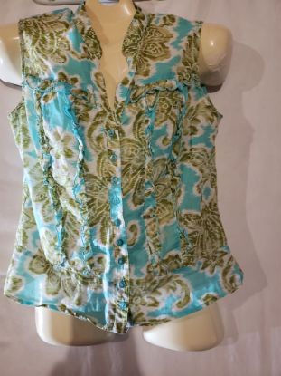 Picture of Summer is calling Green Concepts Conradc Made in Canada Blouse Size  Medium. Mixed Color