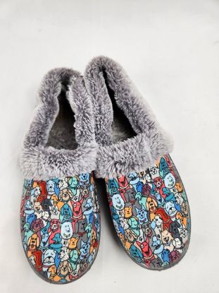 Picture of Skechers Women's BOBS Too Cozy - Doodle Parade Slip-On Slippers, Size 8.5 US, Gray Multi-Tone