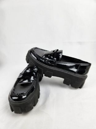 Picture of Halston Platform Loafers, Women's US Size 9, Black - Chic and Elevated Style Vegan Leather