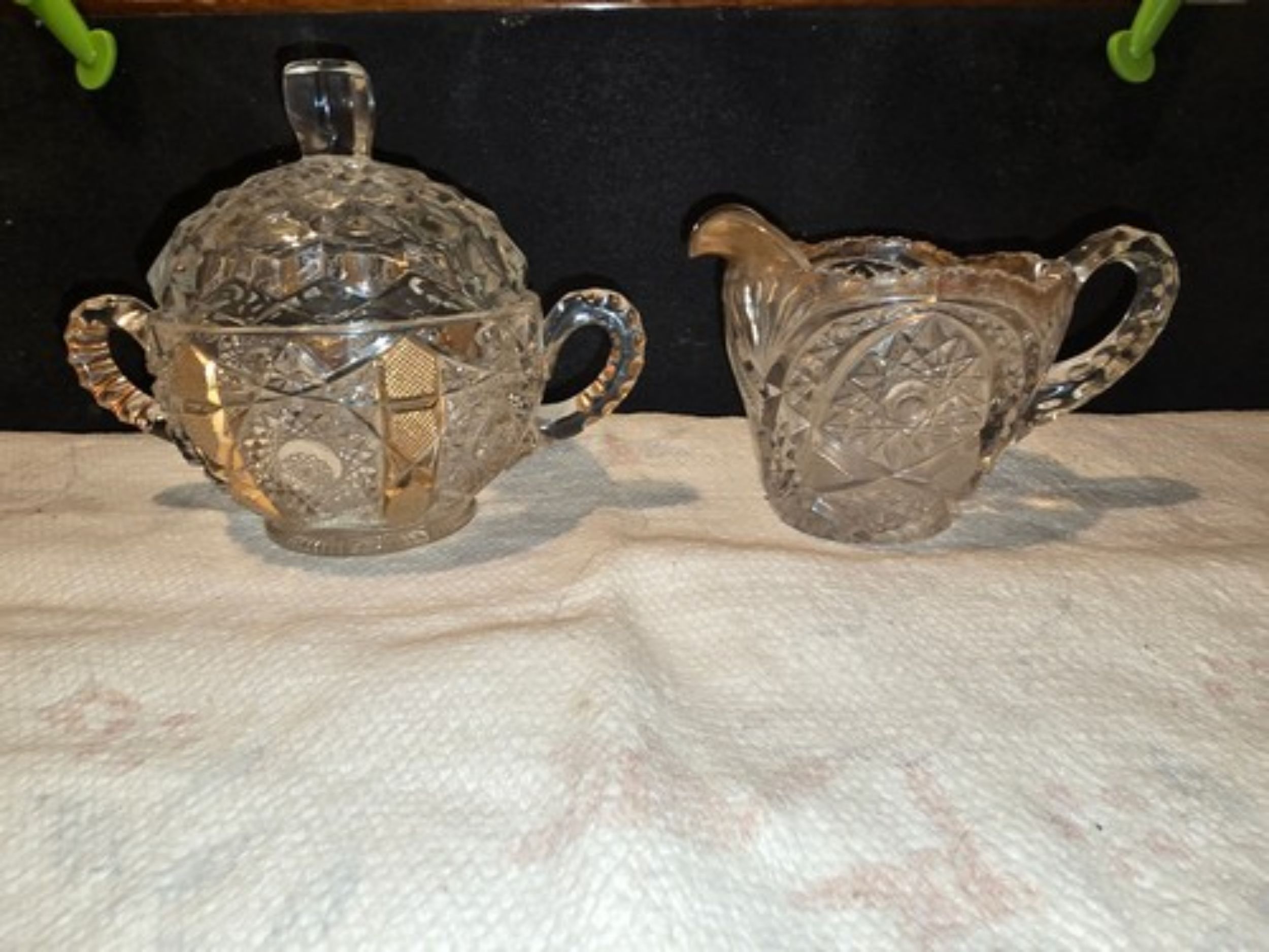 Picture of Antique Creamer and Sugar Dish Set**  Gold Trimmed 